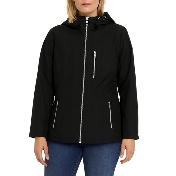 Calvin Klein Black Classic Mid Weight Water Resistant Rain Jacket Zipper Small - Picture 1 of 6